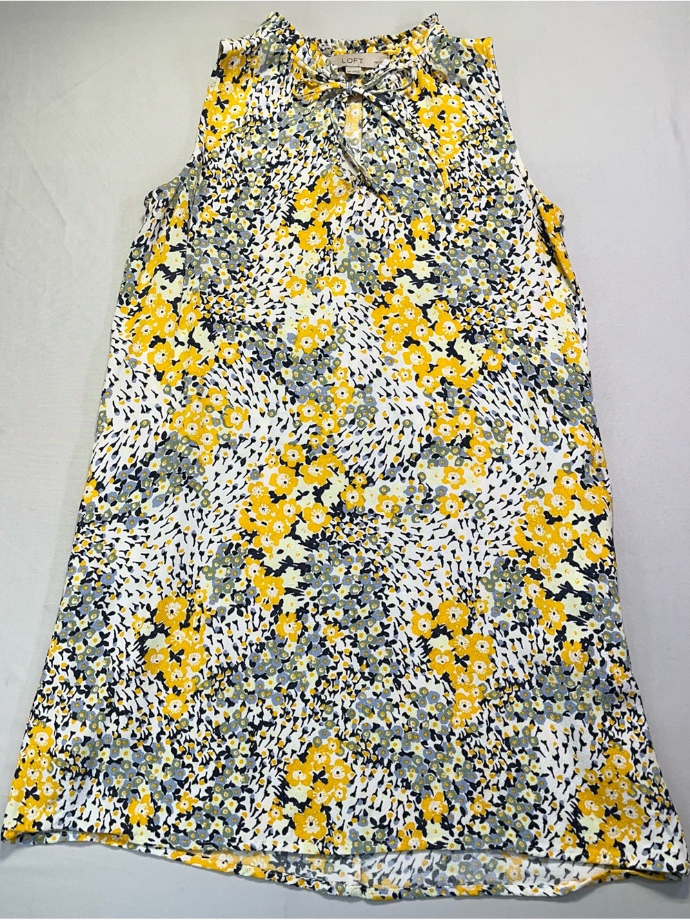 Loft Floral Sleeveless Swing Halter Dress Blue Yellow White - XSP Like New!